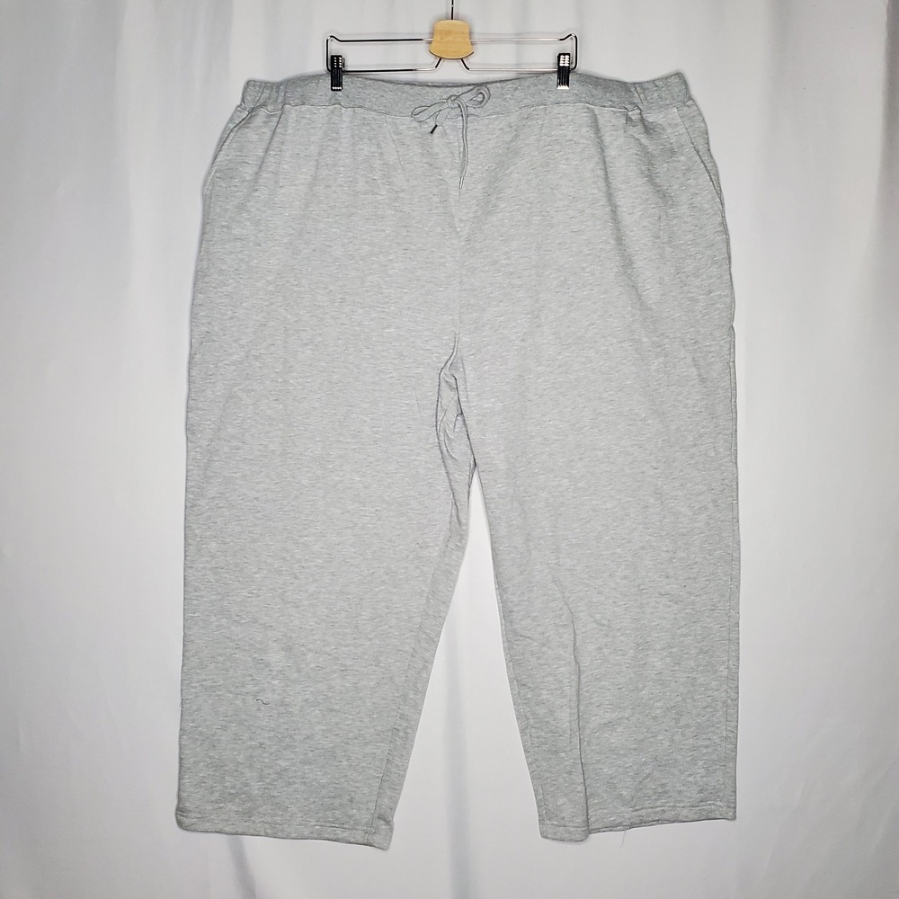 Woman Within Sweatpants 5X Light Gray Fleece Pockets Straight Elastic Drawstring